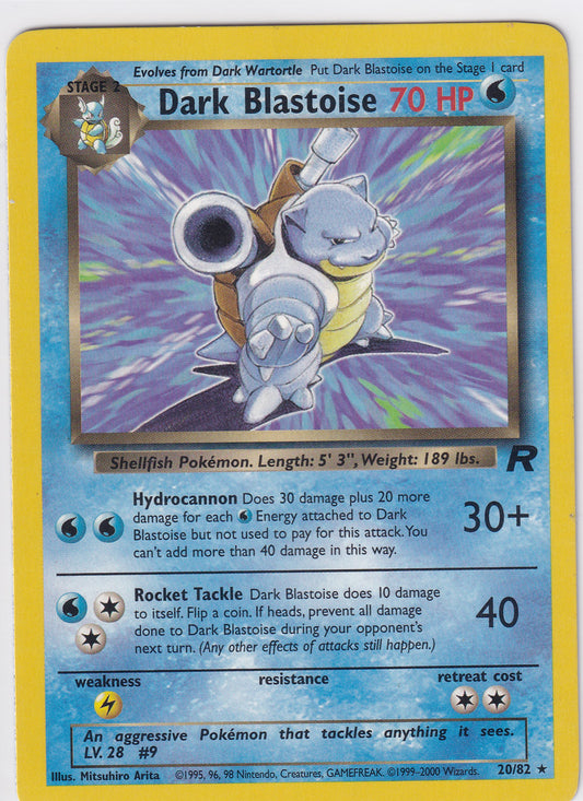 *LP* Dark Blastoise Unlimited Rare - Team Rocket 20/82 Pokemon Card