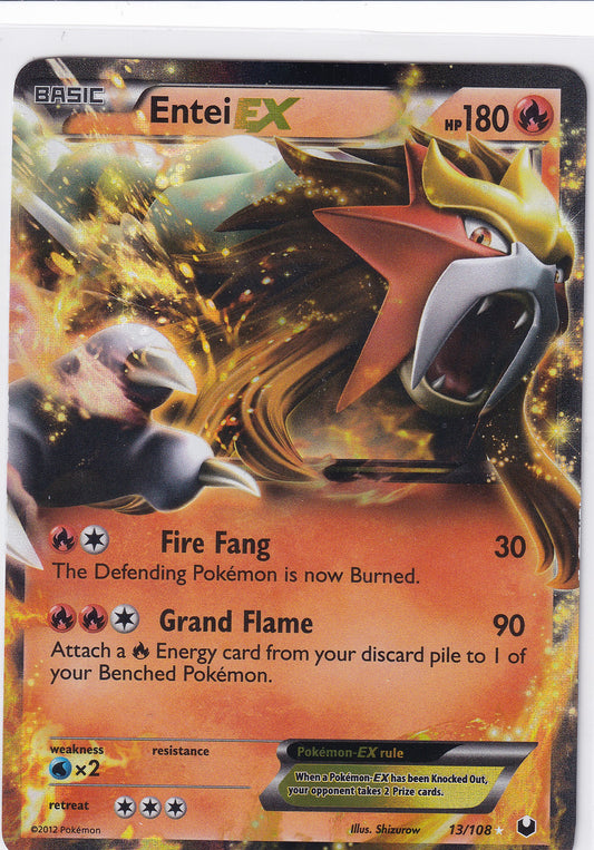 *LP* Entei EX 13/108 Pokemon Black & White Dark Explorers