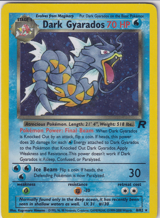 *HP* Dark Gyarados Holo Rare Unlimited - Team Rocket 8/82 Pokemon Card