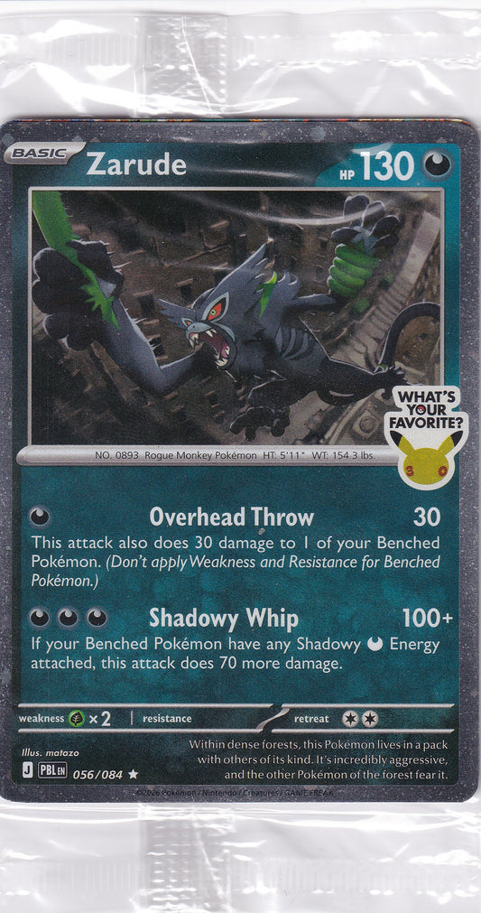Zarude What's Your Favourite Stamped & Sealed Promo - 056/084  Pokemon Card