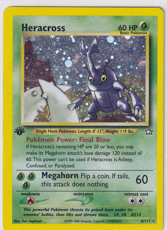 *MP* Heracross 1st Edition 6/111 Pokemon Neo Genesis