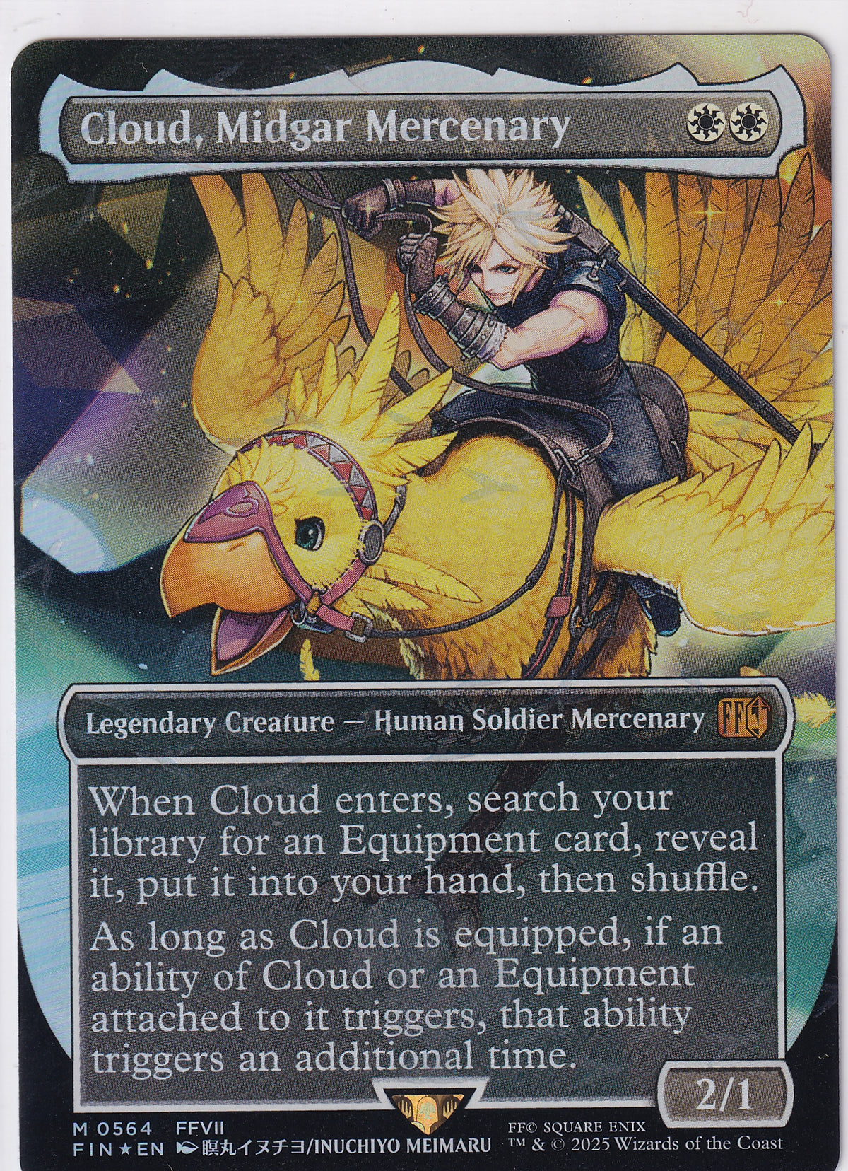 Cloud, Midgar Mercenary M 0564 (Borderless) (Chocobo Track Foil) Magic The Gathering FINAL FANTASY