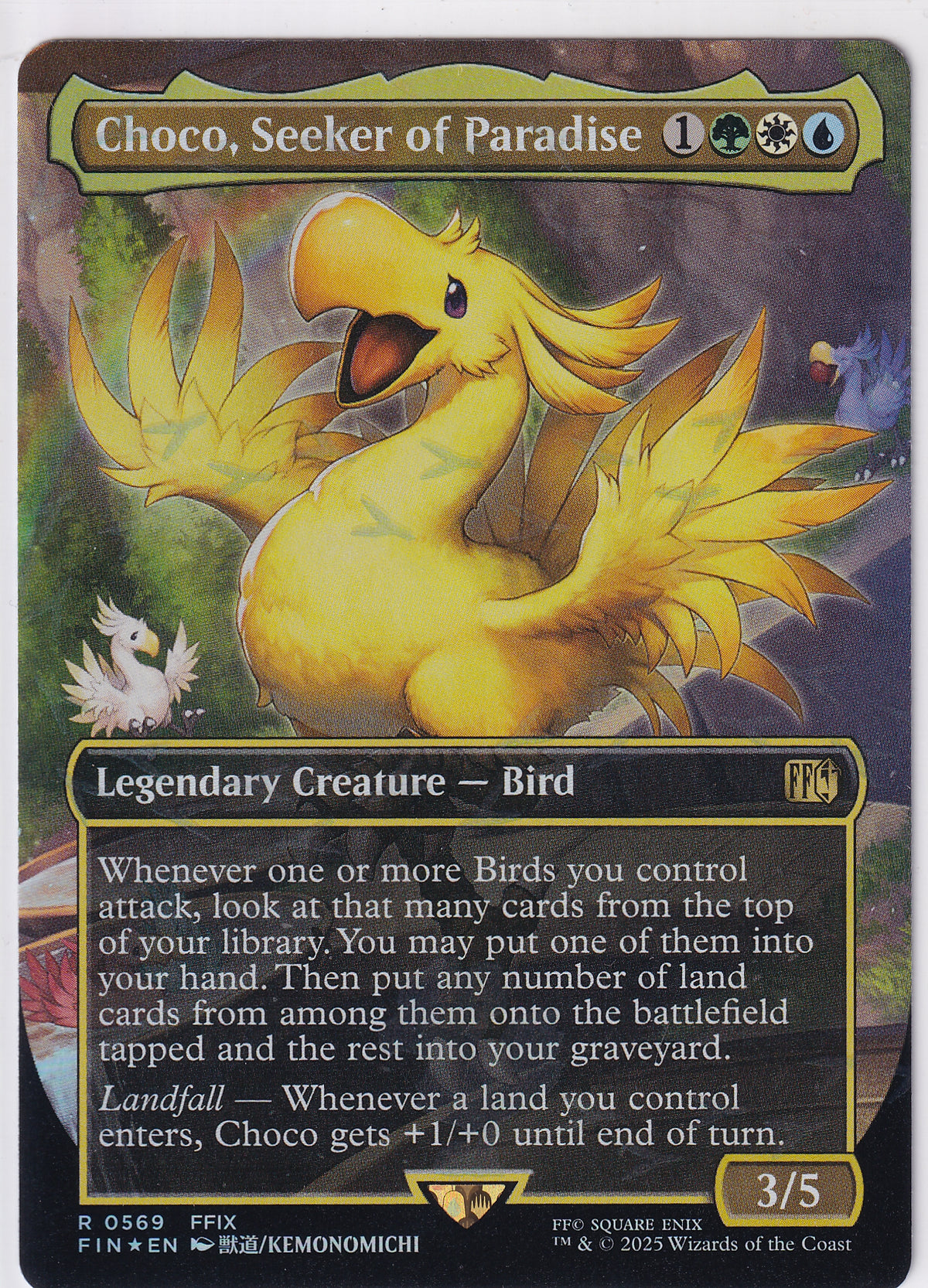 Choco, Seeker Of Paradise R 0569 (Borderless) (Chocobo Track Foil) Magic The Gathering FINAL FANTASY