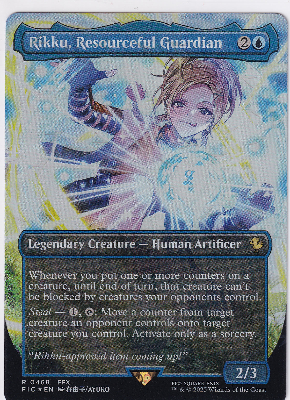 Rikku, Resourceful Guardian R 0468 (Borderless) (Chocobo Track Foil) Magic The Gathering Commander FINAL FANTASY