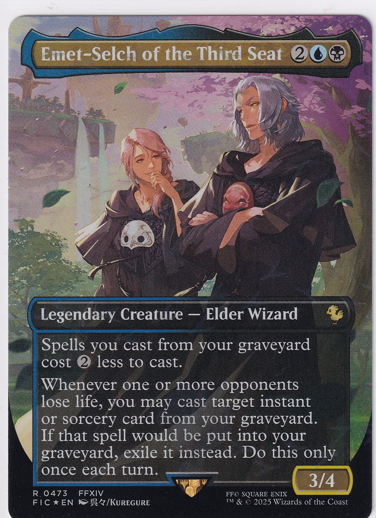 Emet-Selch Of The Thrid Seat R 0473 (Borderless) (Chocobo Track Foil) Magic The Gathering FINAL FANTASY
