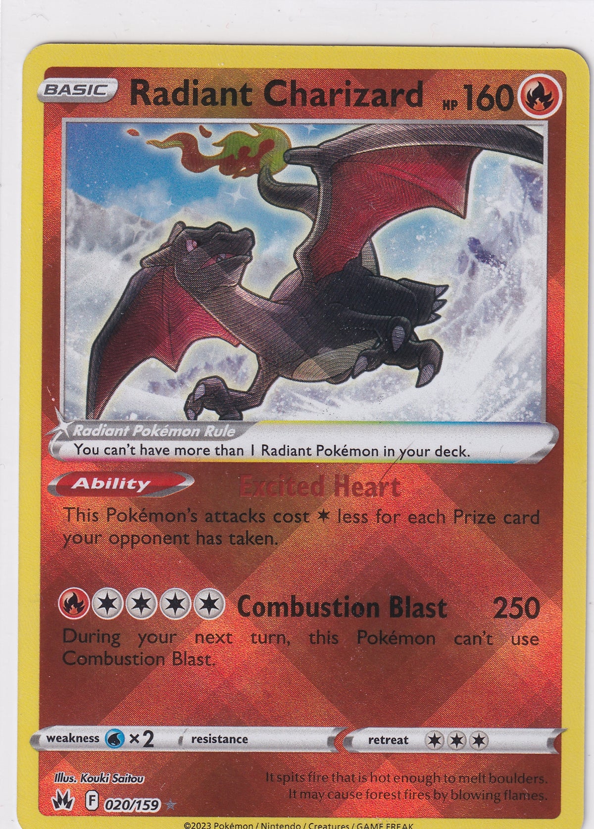 Radiant Charizard 020/159 Radiant Rare Pokemon Sword & Shield Crown Zenith