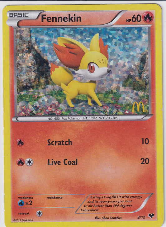 *MP* Fennekin Holo - McDonald's 2014 Promo 3/12 Pokemon Card