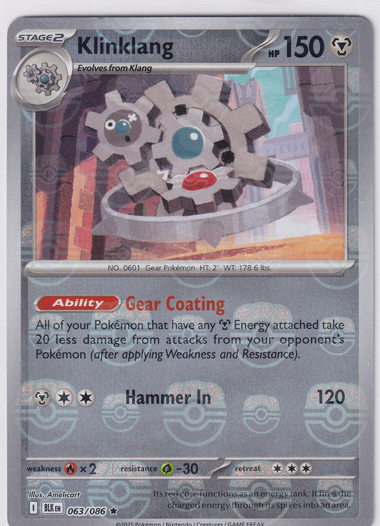 Klinklang Master Ball Pattern Holo Rare - Scarlet & Violet Black Bolt 63/86 Pokemon Card