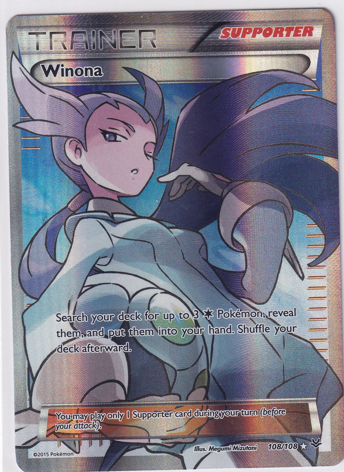 *LP* Winona Full Art Ultra Rare - XY Roaring Skies 108/108 Pokemon Card