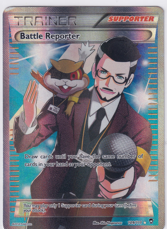 *MP* Battle Reporter Trainer Ultra Rare Full Art - XY Furious Fists 109/111 Pokemon Card