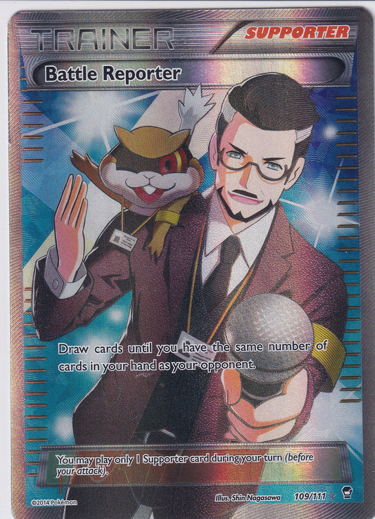 *LP* Battle Reporter Trainer Ultra Rare Full Art - XY Furious Fists 109/111 Pokemon Card