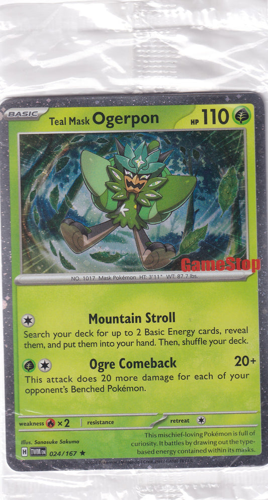 Teal Mask Ogerpon Cosmo Holo STAMPED & SEALED - Gamestop Exclusive 024/167 Pokemon Card
