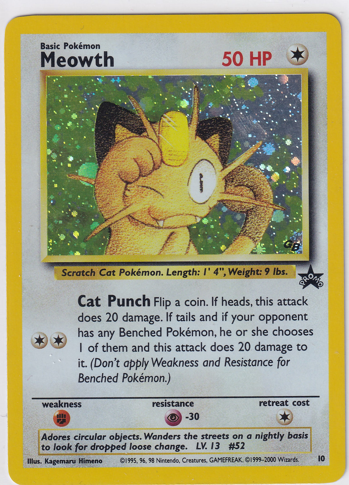 *LP* Meowth 10 Pokemon WoTC Promo