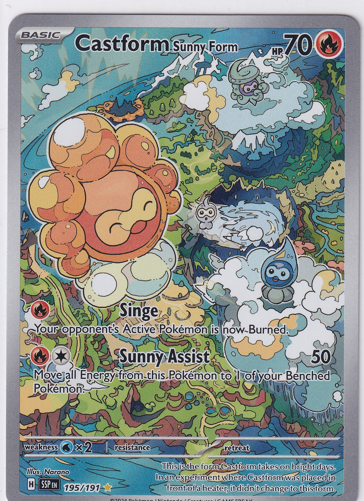 Castform Sunny Form Illustration Rare - Surging Sparks 195/191 Pokemon Card