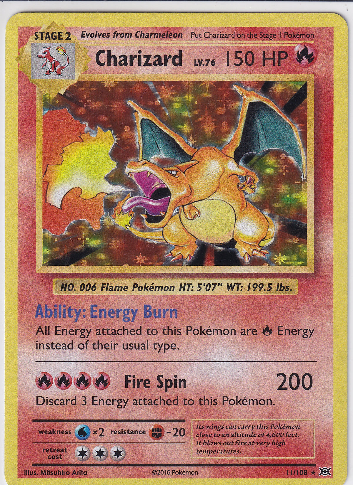 Charizard Holo Rare - Evolutions 11/108 Pokemon Card