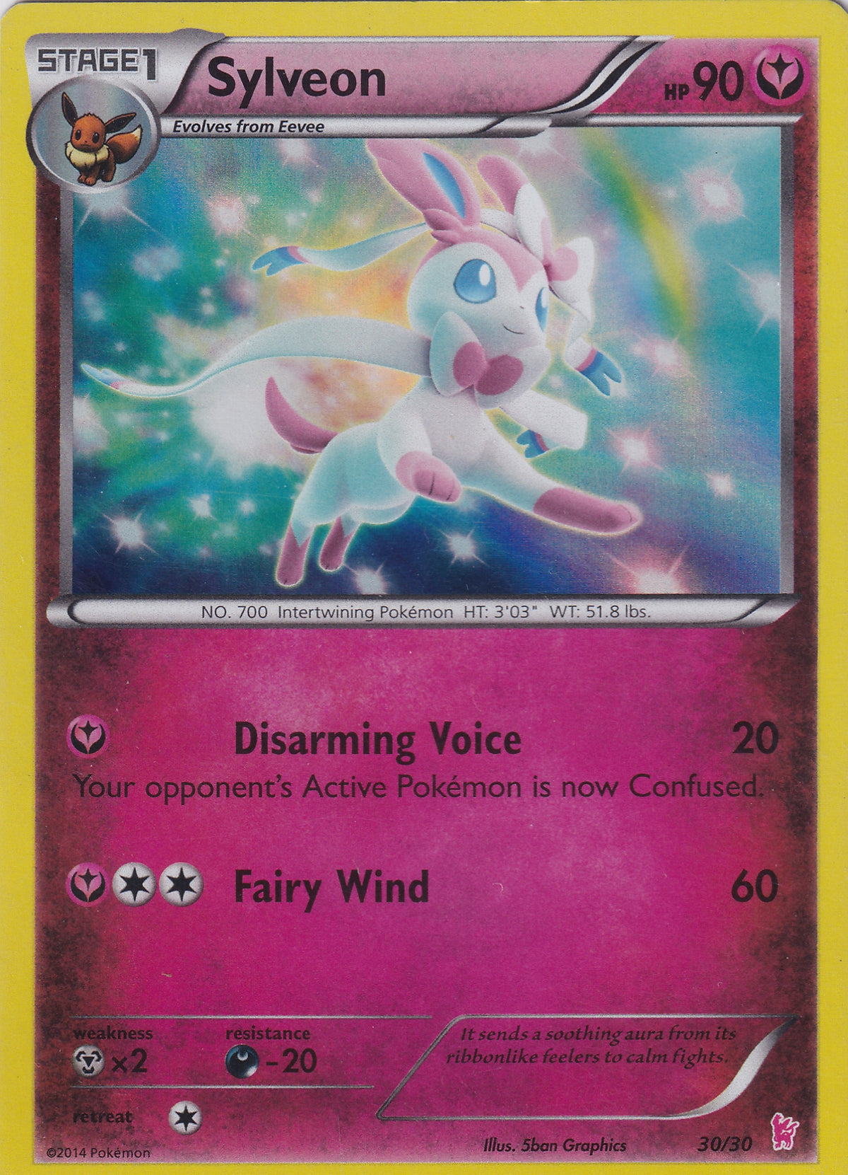 *LP* Sylveon Holo - XY Trainer Kit Sylveon & Noivern 30/30 Pokemon Card