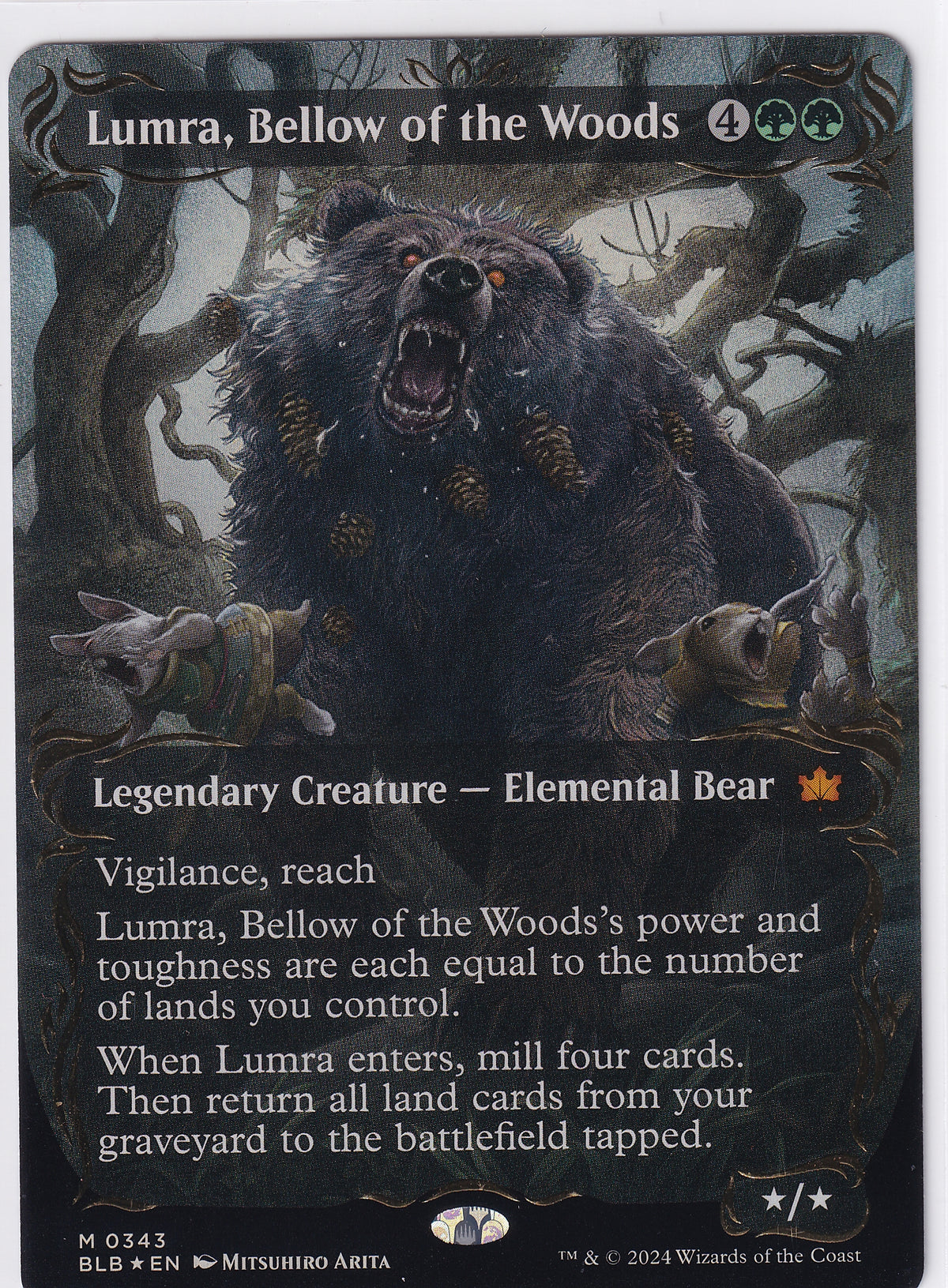 Lumra Bellow of the Woods Borderless Raised Foil - Bloomburrow M 343 Magic the Gathering Card
