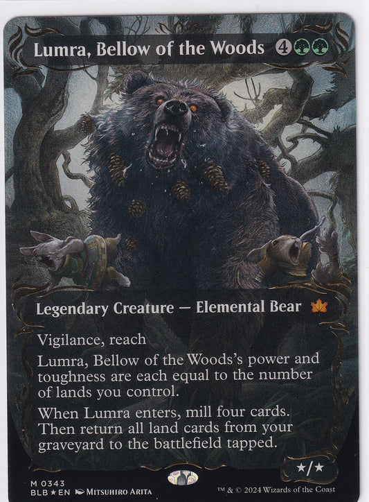 Lumra Bellow of the Woods Borderless Raised Foil - Bloomburrow M 343 Magic the Gathering Card