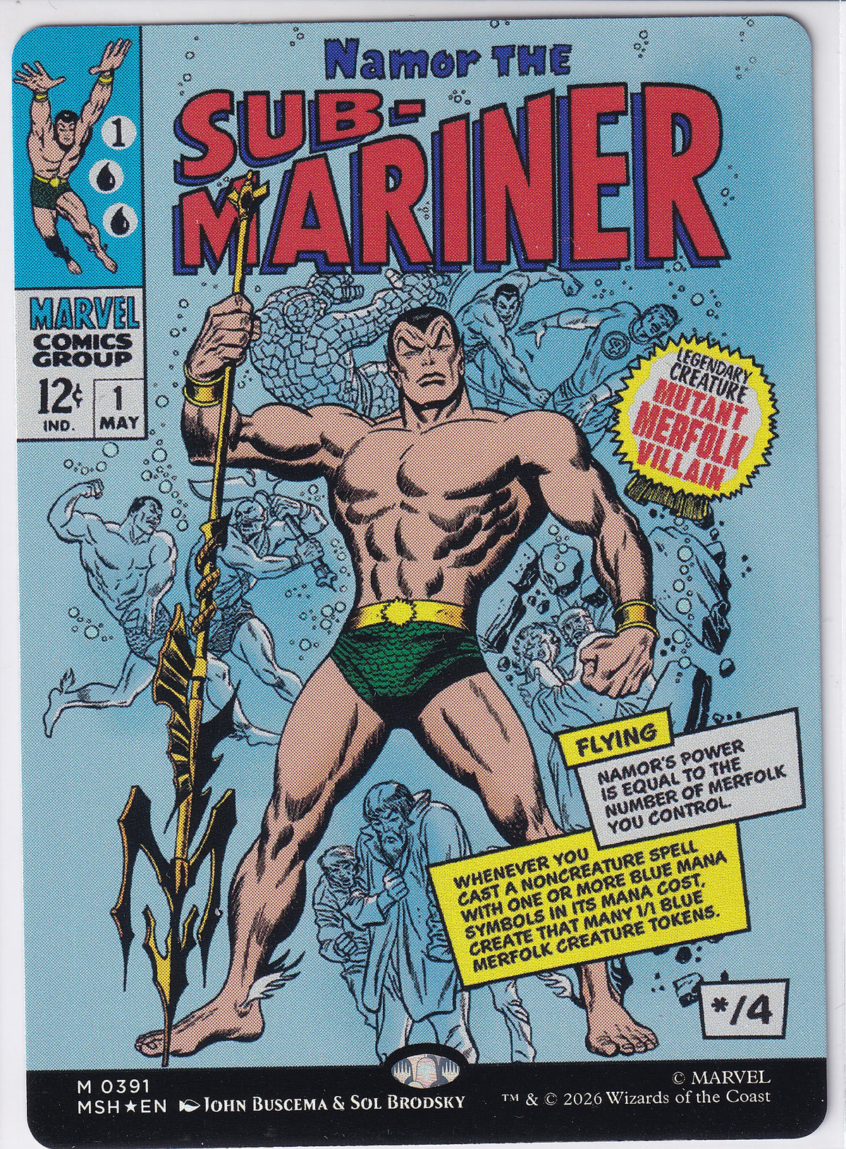 Namor the Sub-Mariner Borderless Foil - Marvel Super Heroes M 391 Magic the Gathering Card