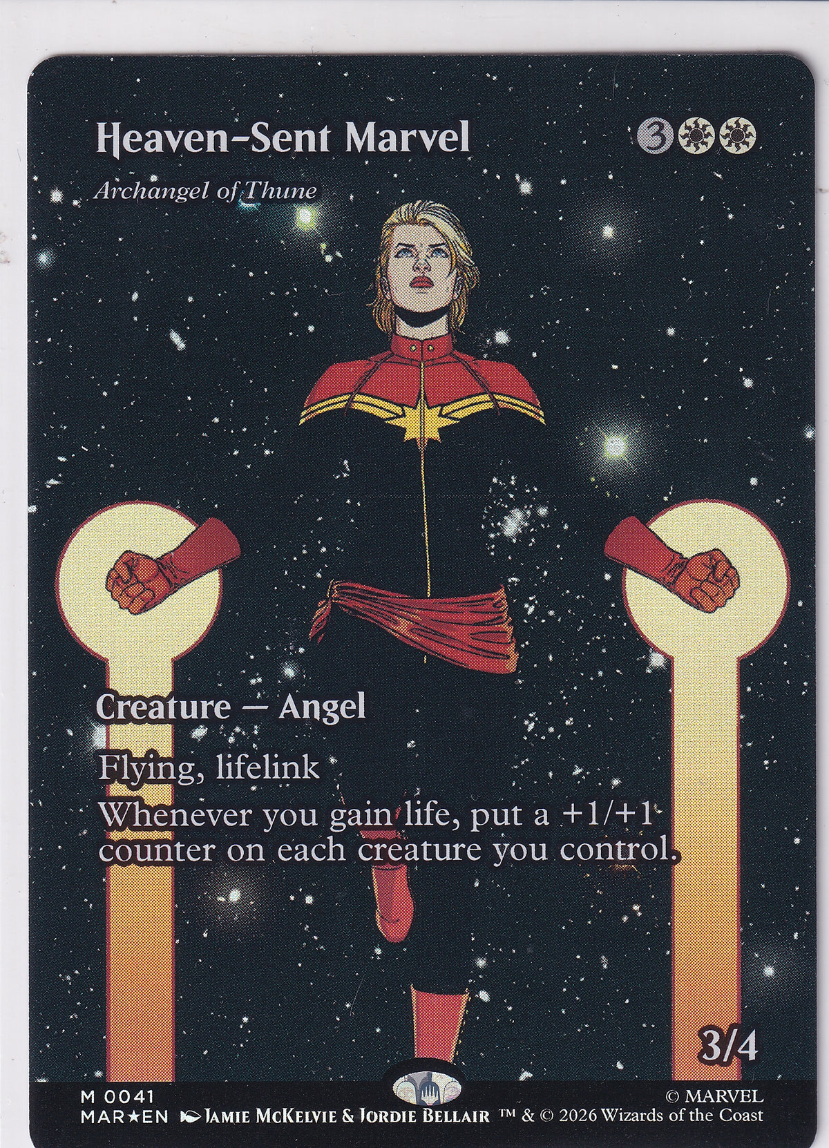 Heaven Sent Marvel Archangel of Thune Borderless Foil - Marvel Eternal Legal Magic the Gathering Card