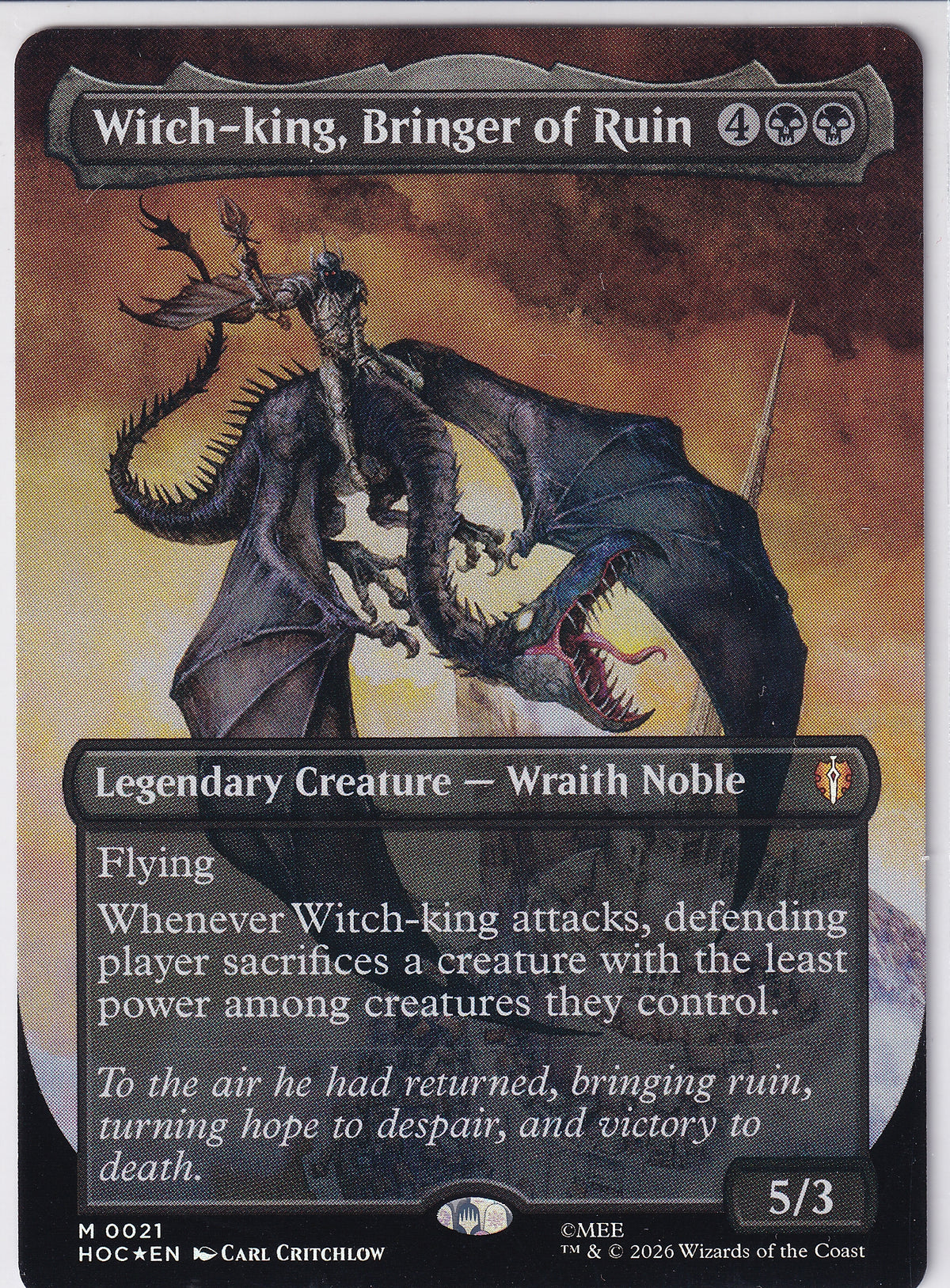 Witch-King, Bringer of Ruin M 0021 Foil The Hobbit Collectors Magic the Gathering Card