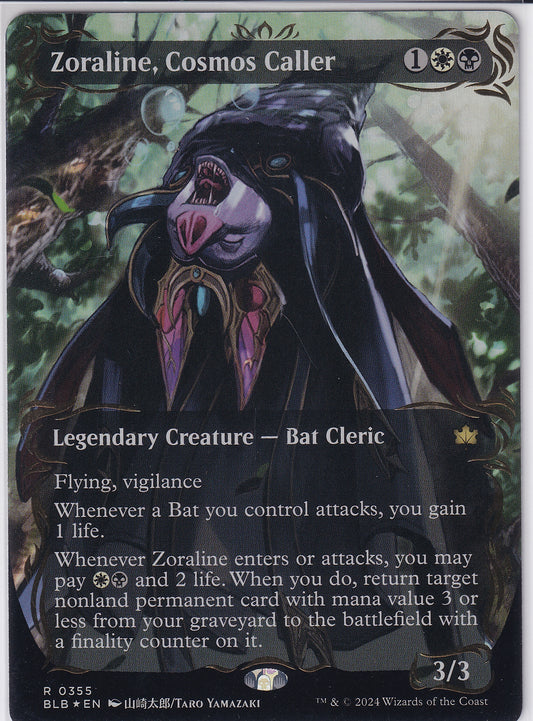 Zoraline Cosmos Caller Borderless Raised Foil - Bloomburrow R 355 Magic the Gathering Card