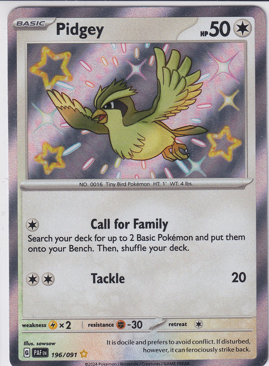 Pidgey Shiny Rare - Paldean Fates 196/091 Pokemon Card