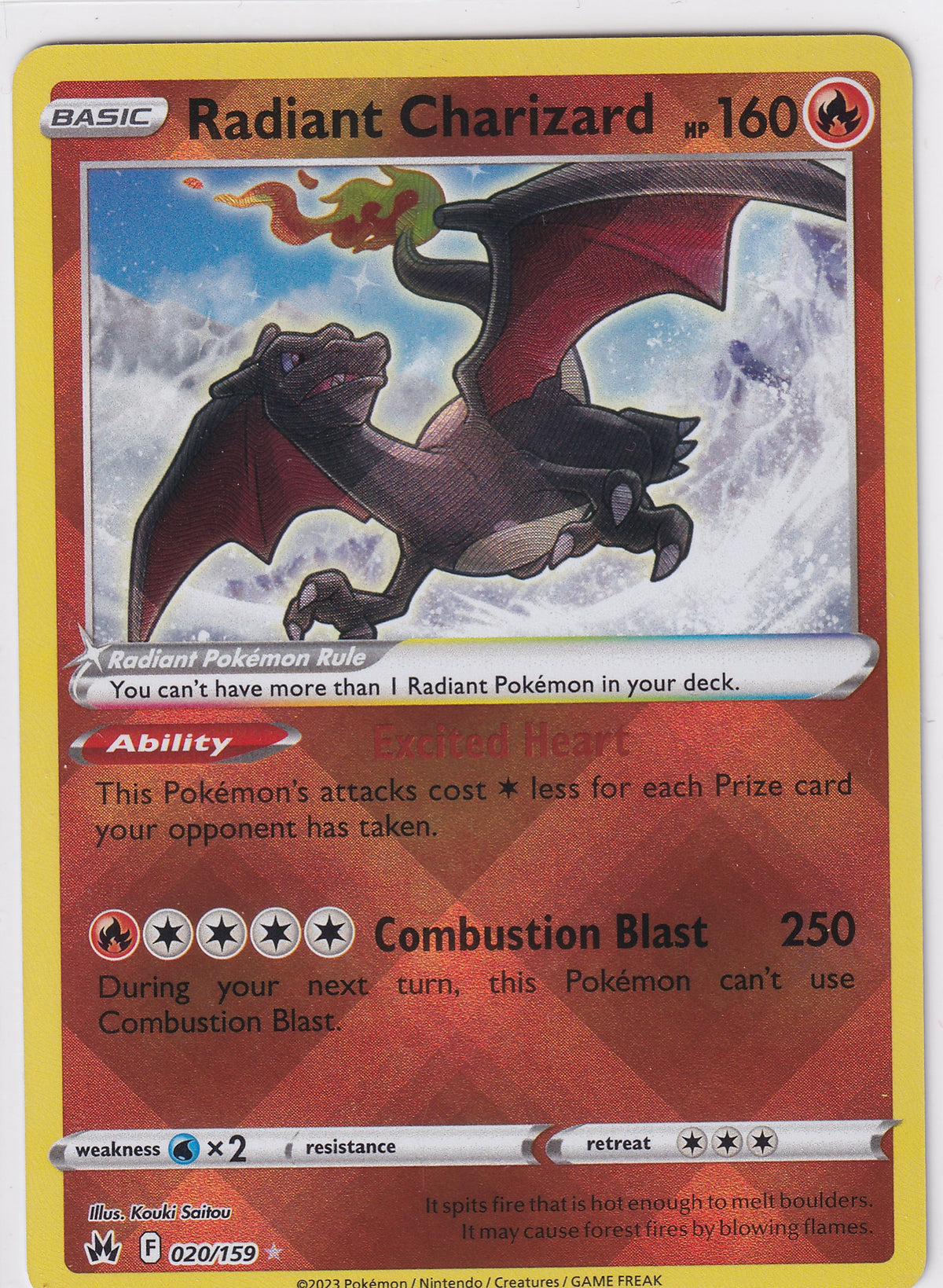 Radiant Charizard Rare - Crown Zenith 020/159 Pokemon Card