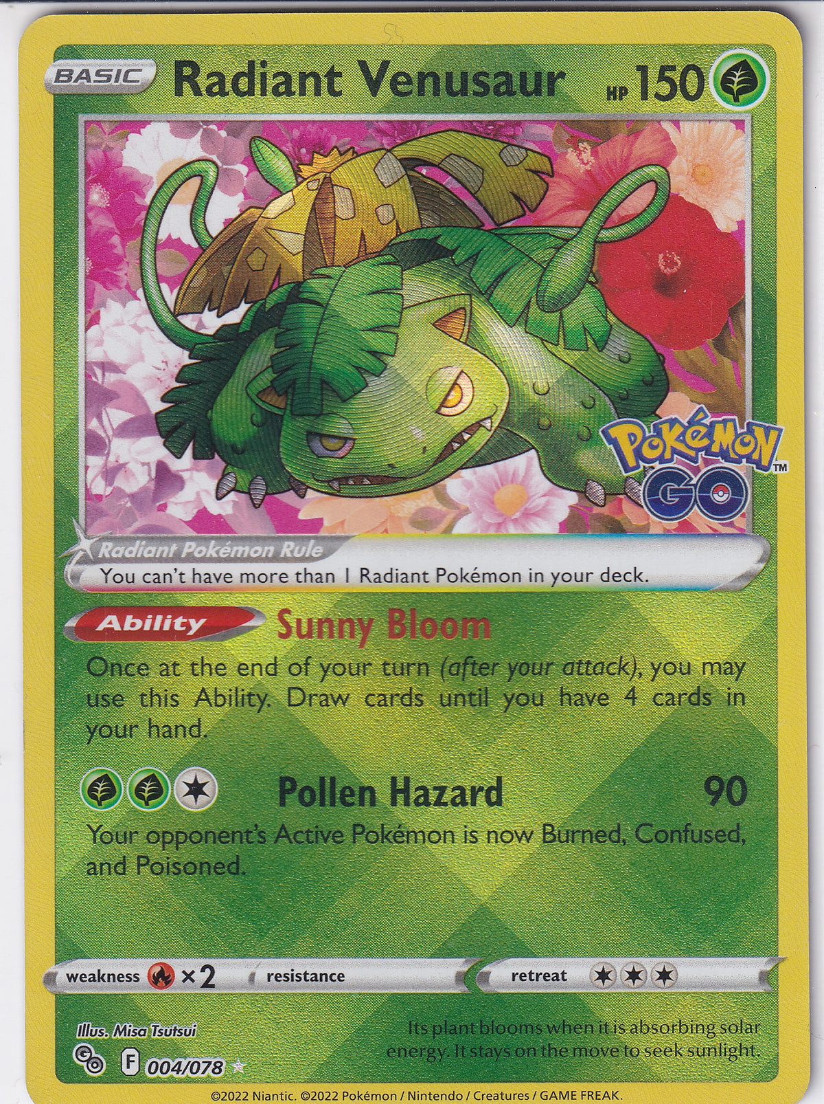 Radiant Venusaur Rare - Pokemon GO 004/078 Pokemon Card