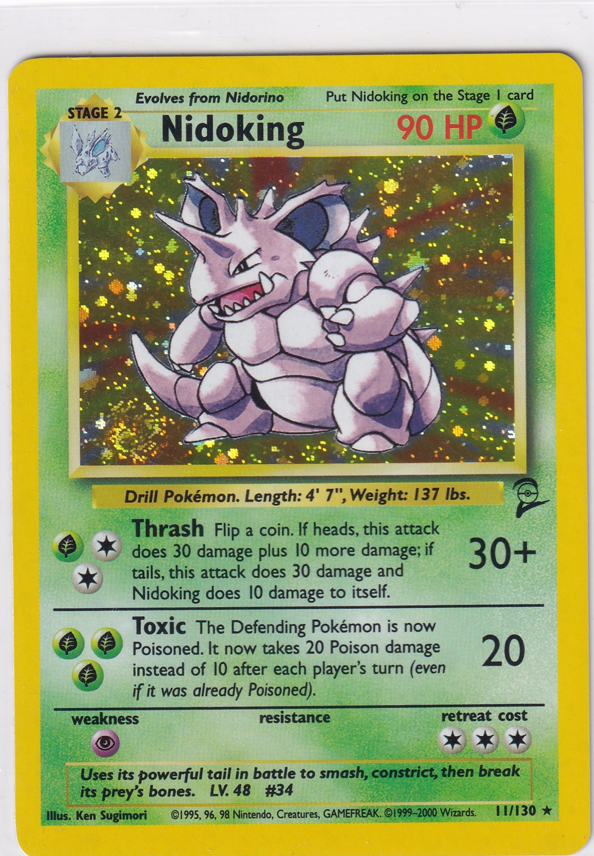 *LP* Nidoking Holo Rare - Base Set 2 11/130 Pokemon Card