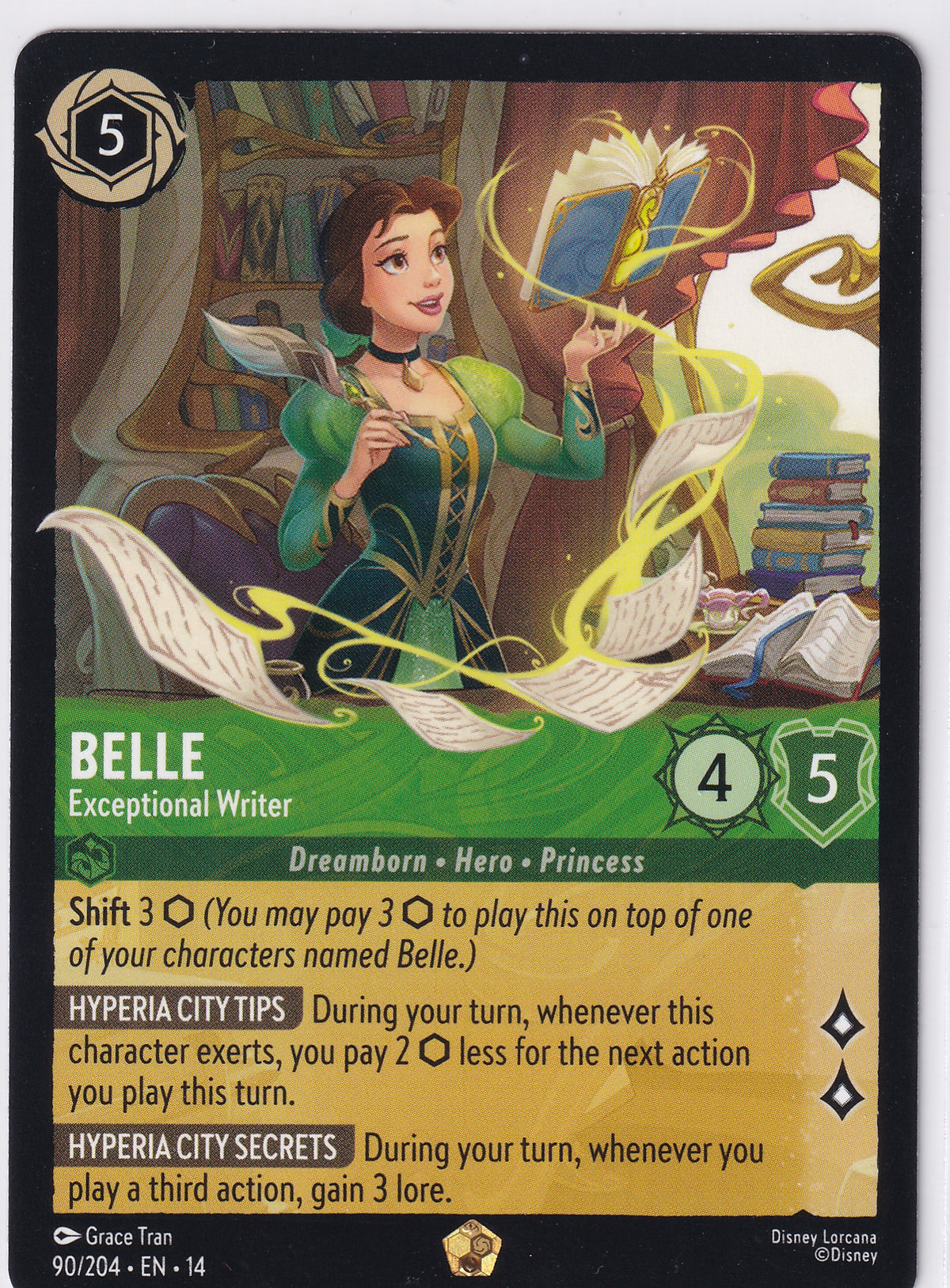 Belle Exceptional Writer Legendary - Disney Lorcana Hyperia City 90/204