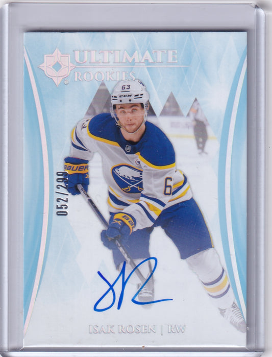 Isak Rosen Ultimate Rookies Auto Card /299 #186 2023-24 Upper Deck Ultimate Collection Rookie Card RC Buffalo Sabres