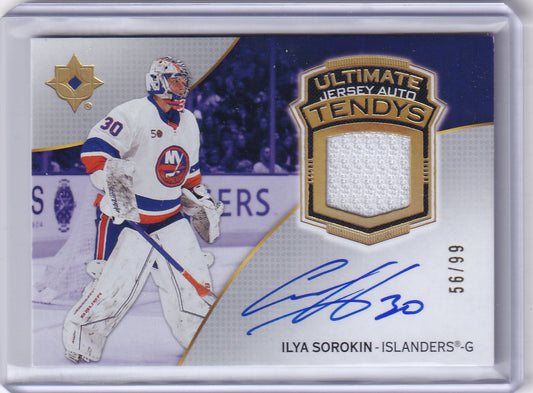Ilya Sorokin Ultimate Jersey Autograph Tendys /99 UTA-IS 2022-23 UD Ultimate Collection