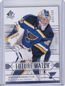 Jordan Binnington Future Watch 682/999 Card #221 2014-15 Upper Deck Sp Authentic Rookie Card RC St. Louis Blues