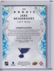 Jake Neighbours Ice Rookie Jersey Card #134 2021-22 Upper Deck Ice Rookie Card RC St. Louis Blues
