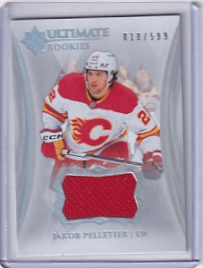 Jakob Pelletier Ultimate Rookie Jersey /599 Card #106 2023-24 Upper Deck Ultimate Collection Rookie Card RC Calgary Flames