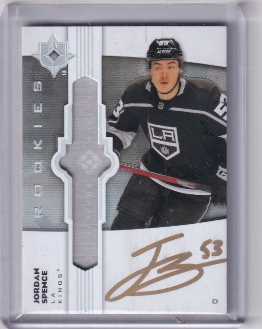 Jordan Spence Ultimate Emblems Rookie Auto Card UE-SP 2022-23 Upper Deck Ultimate Collection Rookie Card RC Los Angeles Kings (2023-24 Update)