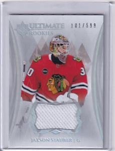 Jaxson Stauber Ultimate Rookie Jersey /599 Card #196 2023-24 Upper Deck Ultimate Collection Rookie Card RC Chicago Blackhawks