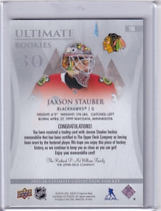 Jaxson Stauber Ultimate Rookie Jersey /599 Card #196 2023-24 Upper Deck Ultimate Collection Rookie Card RC Chicago Blackhawks