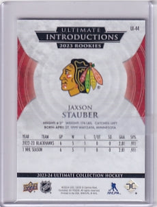 Jaxson Stauber Ultimate Introductions Rookie Card UI-44 2023-24 Upper Deck Ultimate Collection Rookie Card RC Chicago Blackhawks