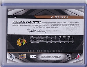 Jonathan Toews Black Quad Jerseys 99/99 Bookend Card #9 2009-2010 Upper Deck Black Chicago Blackhawks