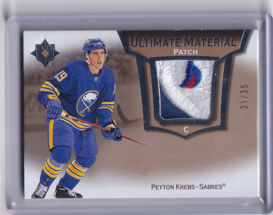 Peyton Krebs Ultimate Material Patch /35 UMS-PK 2022-23 Upper Deck Ultimate Collection Buffalo Sabres