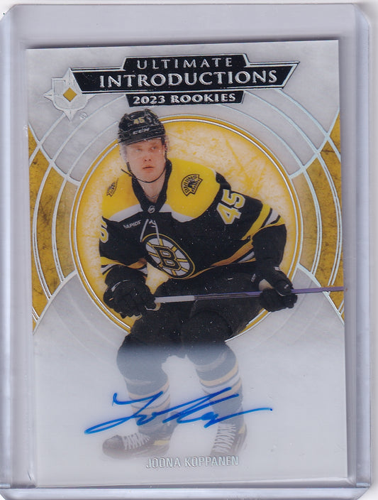 Joona Koppanen Ultimate Introductions Rookie Auto Card UI-62 2023-24 Upper Deck Ultimate Collection Rookie Card RC Boston Bruins
