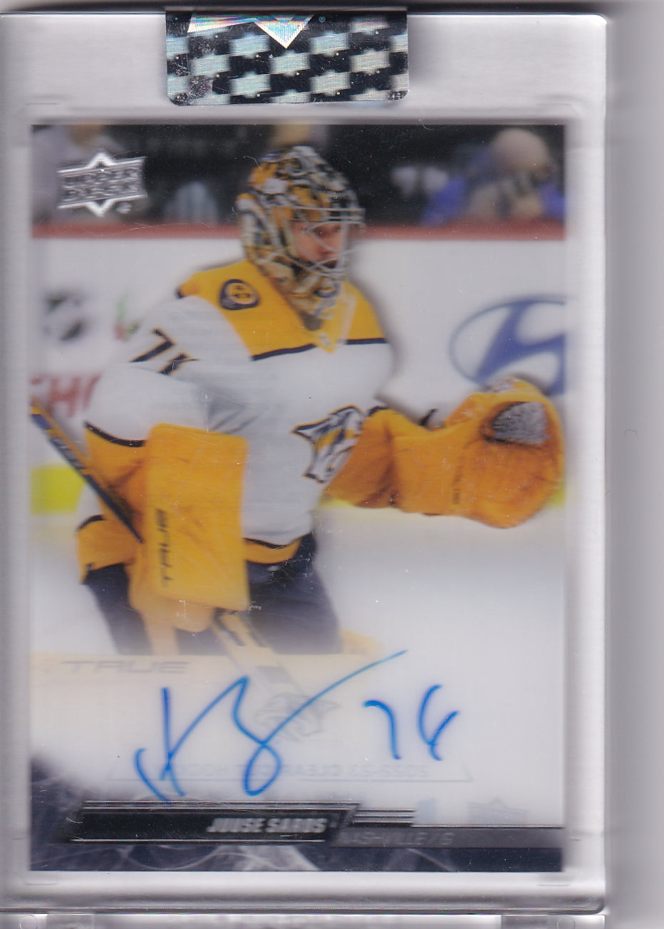 Juuse Saros Clear Cut Auto CC-JS 2023-24 Upper Deck Clear Cut Nashville Predators