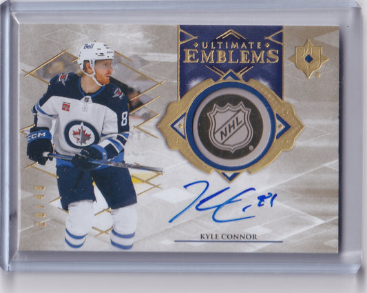 Kyle Connor Ultimate Emblems Gold Auto /49 Card UE-KC 2023-24 Upper Deck Ultimate Collection Winnipeg Jets