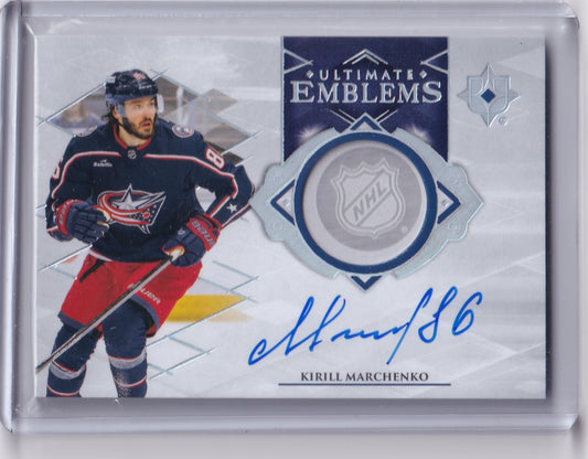 Kirill Marchenko Ultimate Emblems Auto Card UE-KM 2023-24 Upper Deck Ultimate Collection Columbus Blue Jackets
