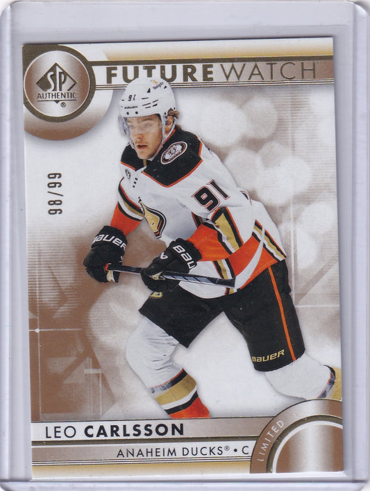 Leo Carlsson Future Watch Limited Gold /99 #176 2023-24 Upper Deck SP Authentic Rookie Card RC Anaheim Ducks