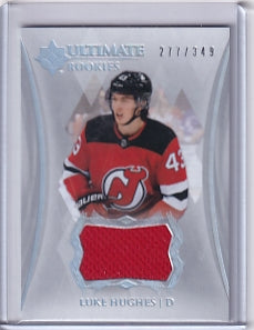 Luke Hughes Ultimate Rookie Jersey /349 Card #102 2023-24 Upper Deck Ultimate Collection Rookie Card RC New Jersey Devils