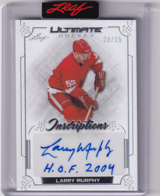Larry Murphy Inscriptions Auto /25 2023-24 Leaf Ultimate Detroit Red Wings
