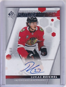 Lukas Reichel Future Watch Auto 476/999 Card #107 2022-23 Upper Deck Sp Authentic Rookie Card RC Chicago Blackhawks